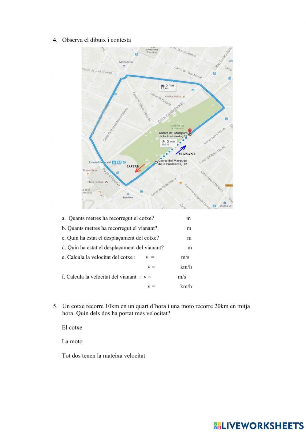 ACTIVITATS CINEMÀTICA 2n ESO