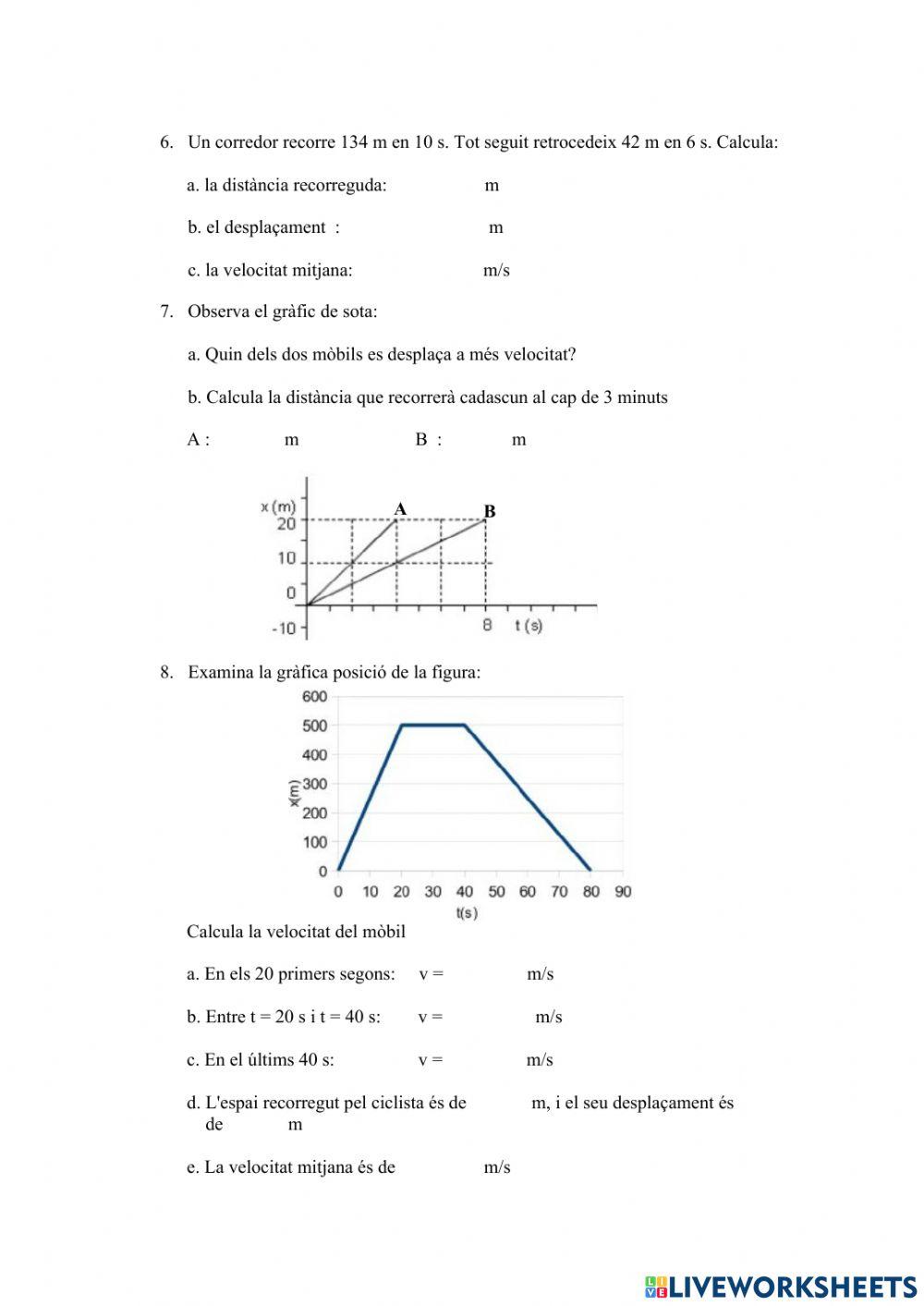 ACTIVITATS CINEMÀTICA 2n ESO