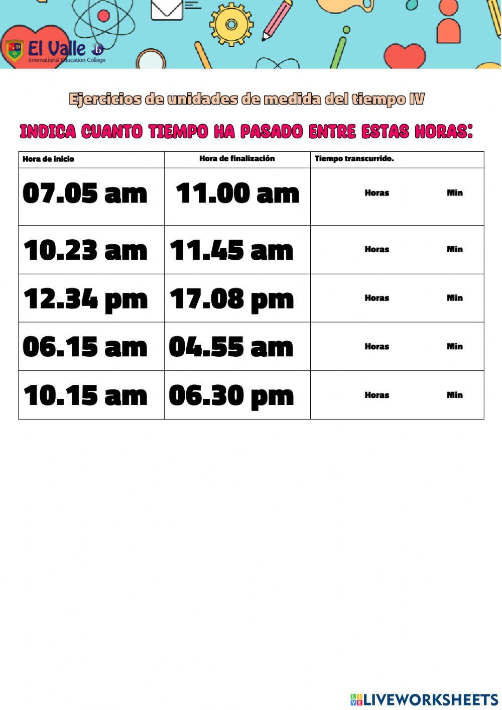 Unidades de medida del tiempo IV