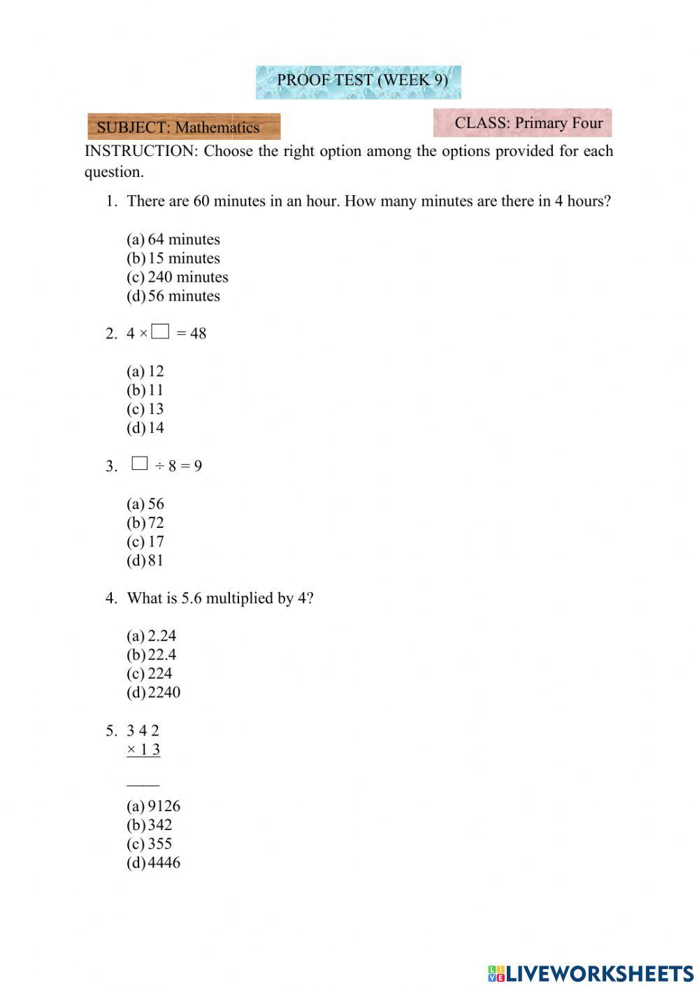 Mathematics primary 4 1002 unclealex live
