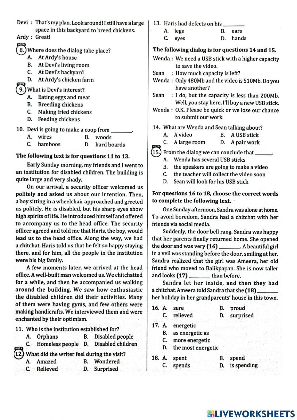 Mid Term Test 2 PR Inggris 8B 2023