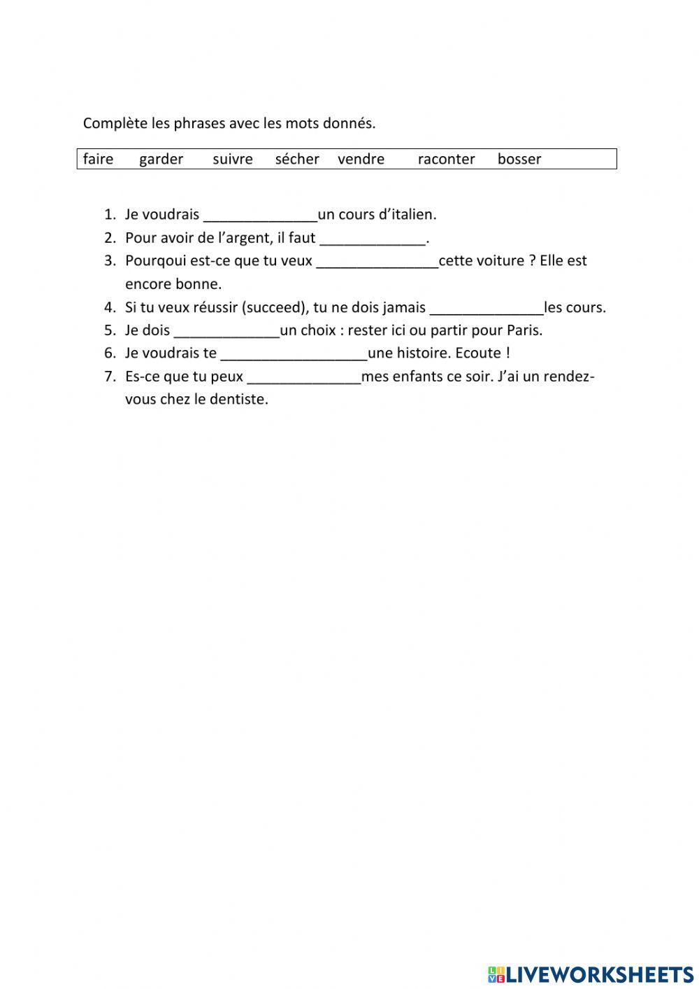 Exercice de vocabulaire