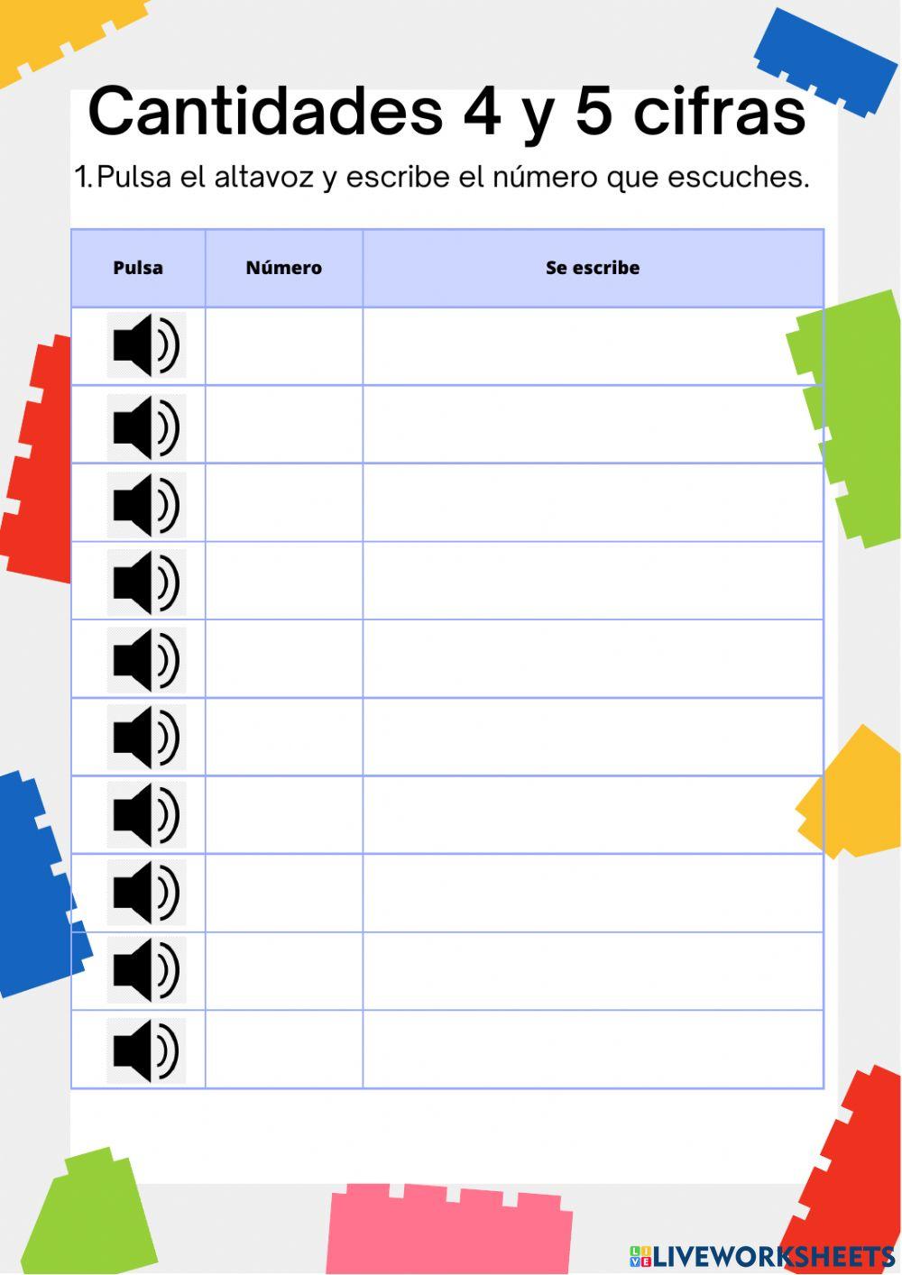 Números de 4 y 5 cifras