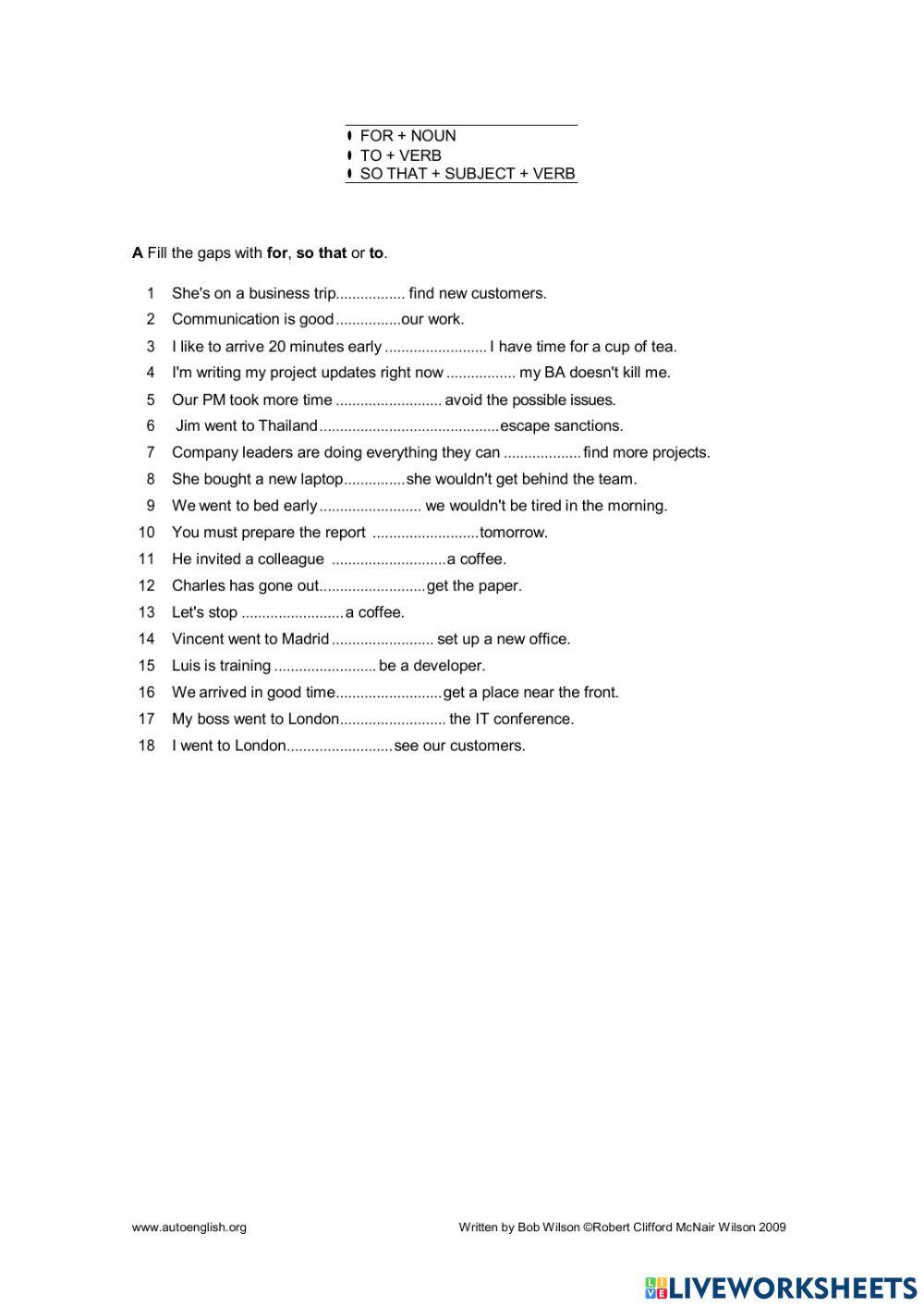 Infinitive of Purpose