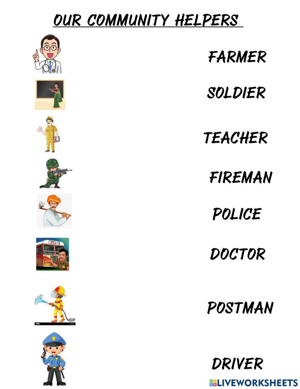Our community helpers interactive worksheet Live Worksheets