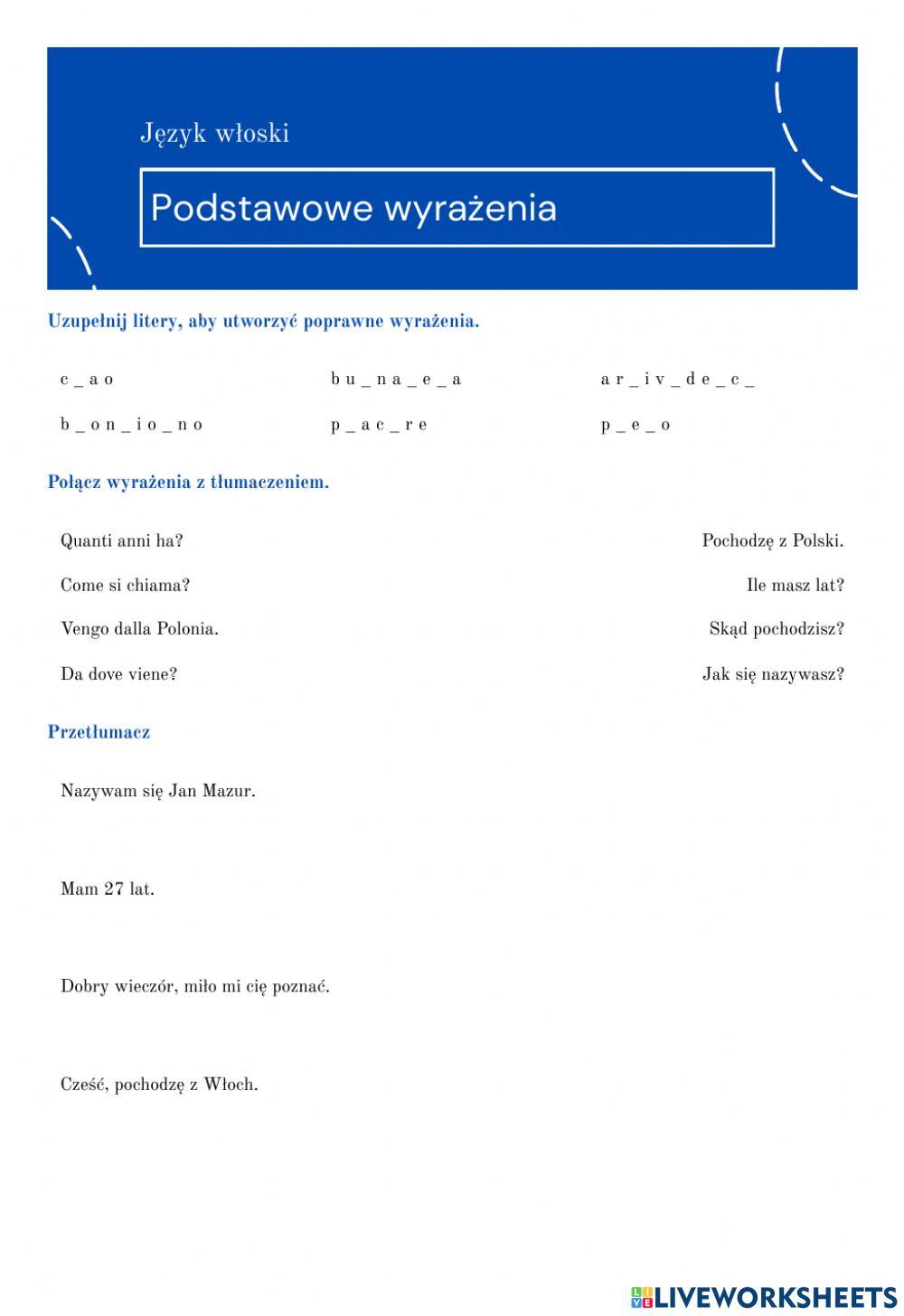 Podstawowe wyrażeniai