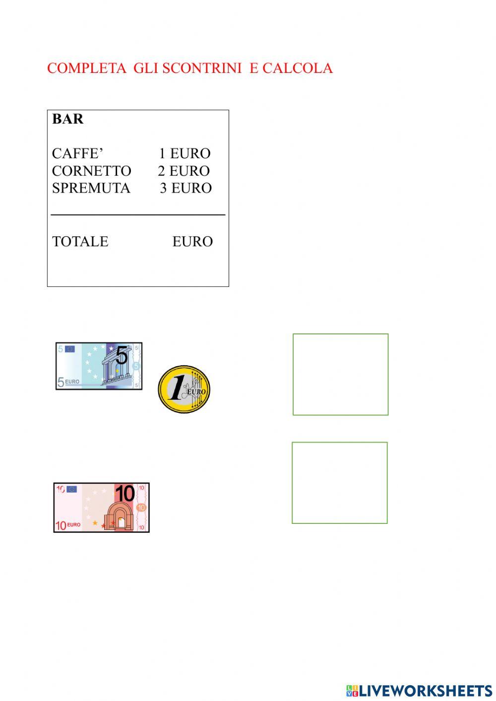 Calcola e scegli la banconota o moneta esatta