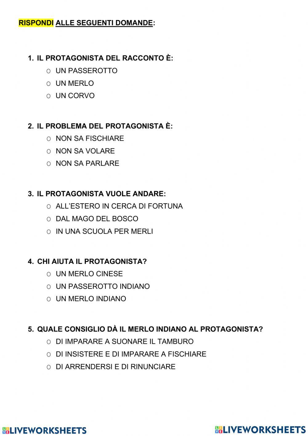 Ascolta e rispondi alle domande