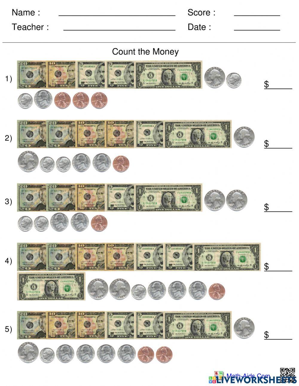 2315114 | Counting Money | dym9510 | LiveWorksheets