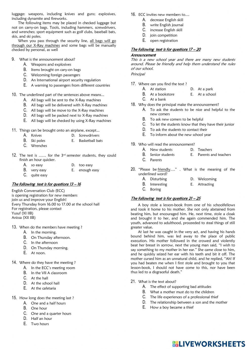 UAS Bahasa dan Sastra Inggris