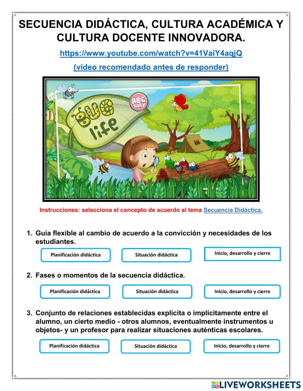 Secuencia didáctica, cultura académica y cultura docente innovadora.