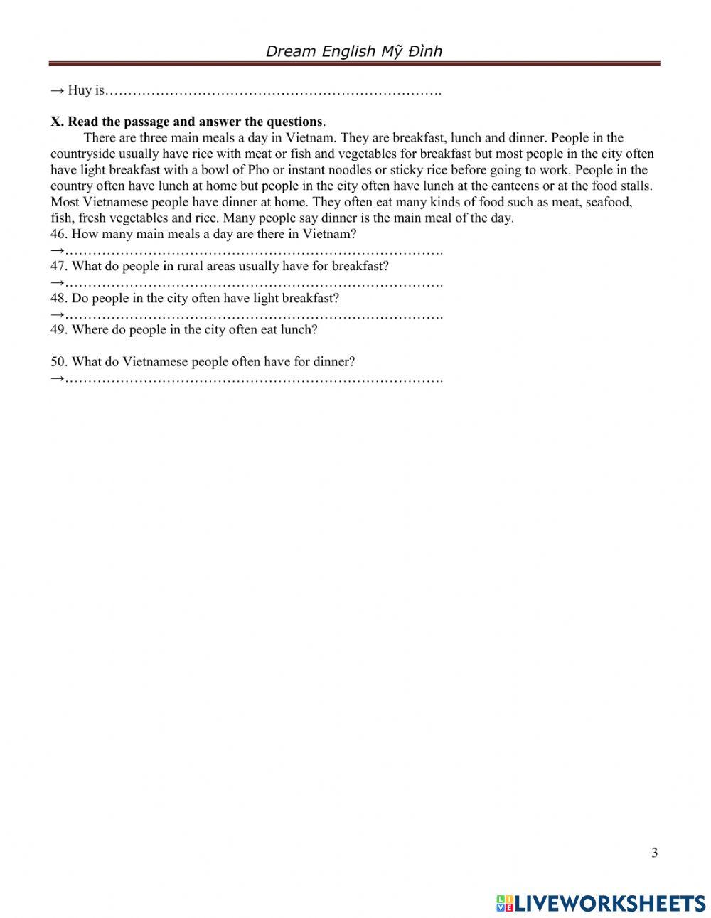 Đề thi tiếng Anh vào lớp 6