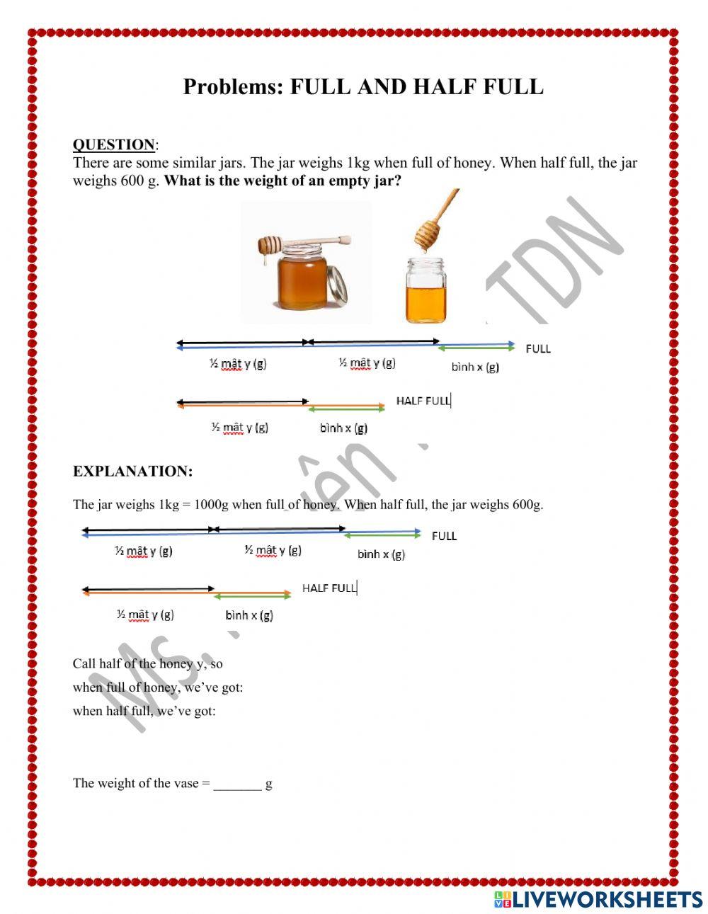TDN6 - MATH - FULL - HALF FULL online exercise for | Live Worksheets