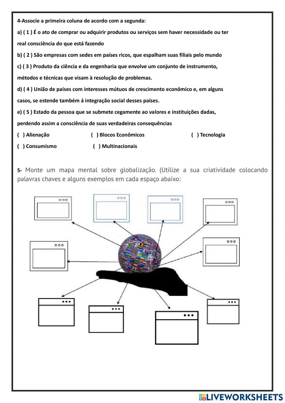 Globalização- SONDAGEM DE APRENDIZAGEM