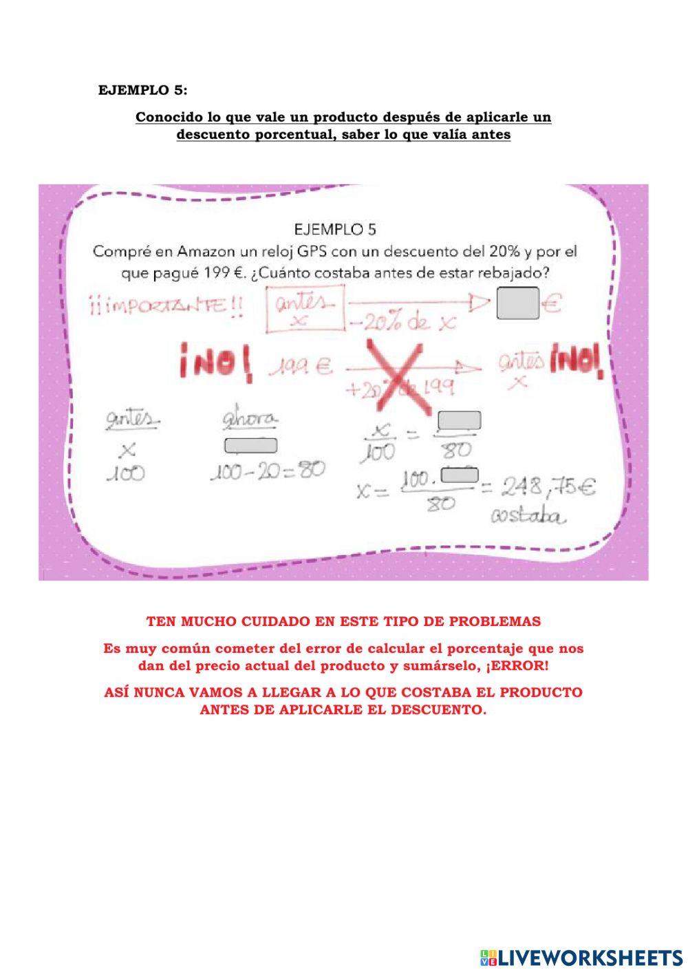 5 tipos de problemas de porcentajes