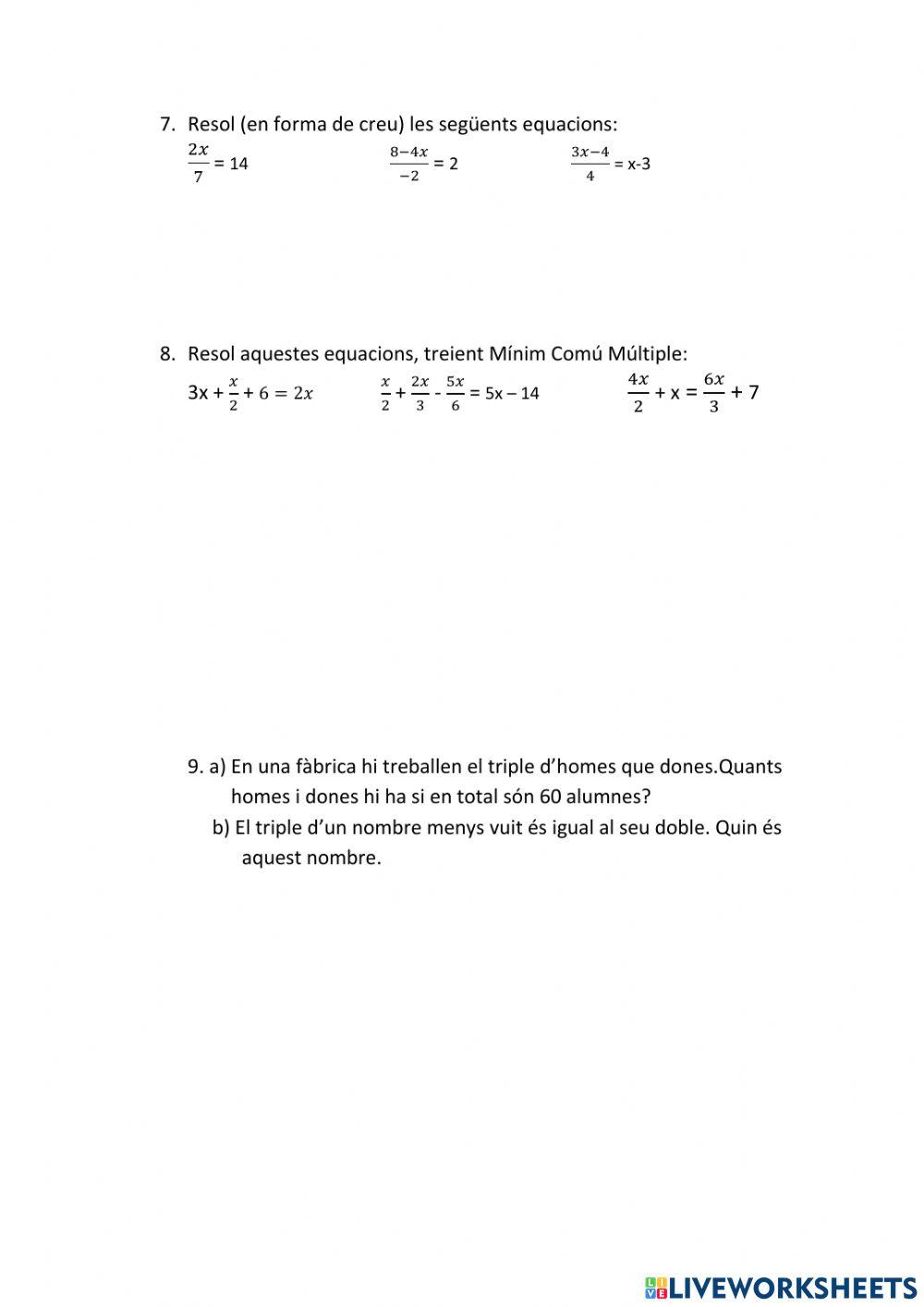 Repàs equacions 2n ESO