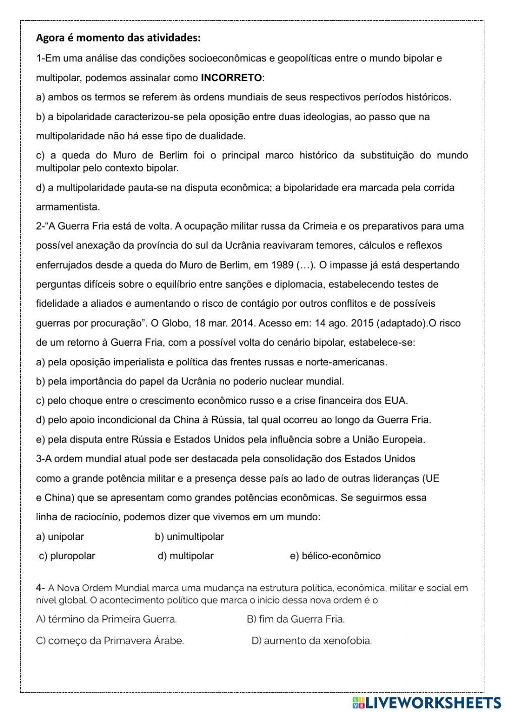 A nova Ordem Mundial