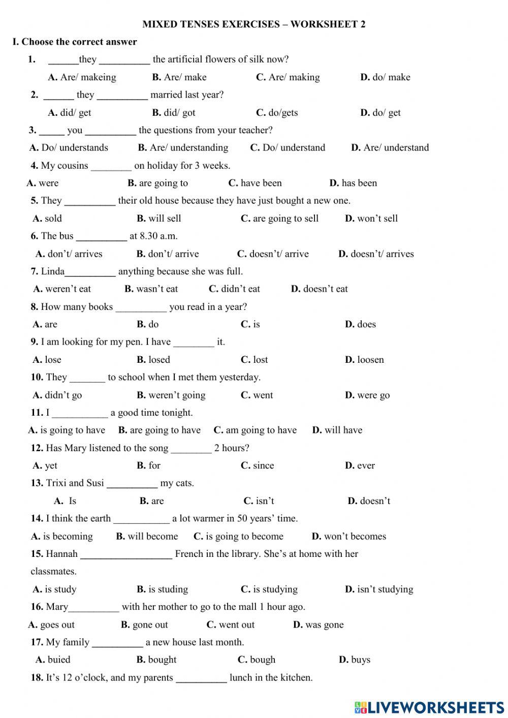 Lop 5- trắc nghiệm thì tổng hợp