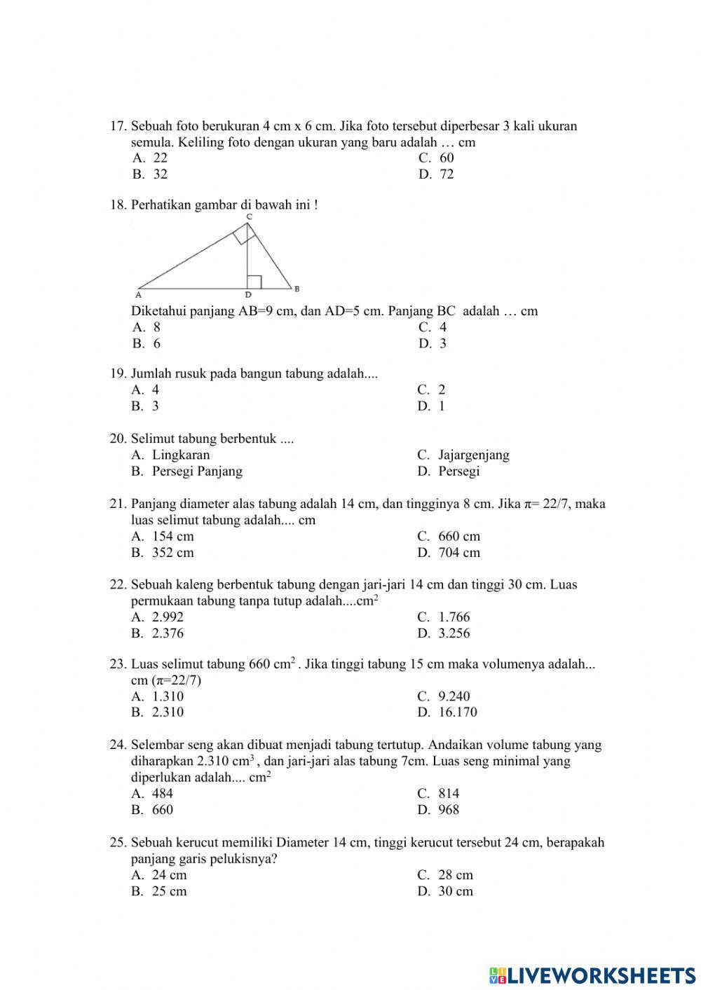 Pat MATEMATIKA kelas 9 mts ma'arif tieng kejajar wonosobo tahun 2022-2023