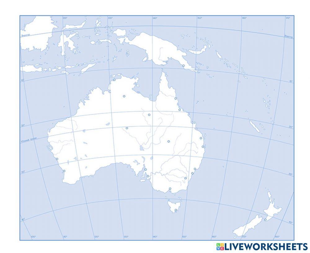 Практична робота 9. Позначення на контурній карті географічних об'єктів Австралії