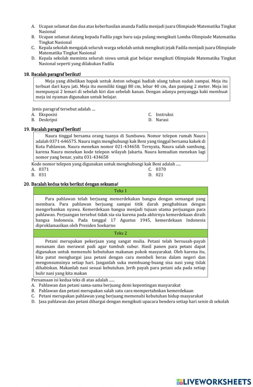 Sas bahasa Indonesia Paket A