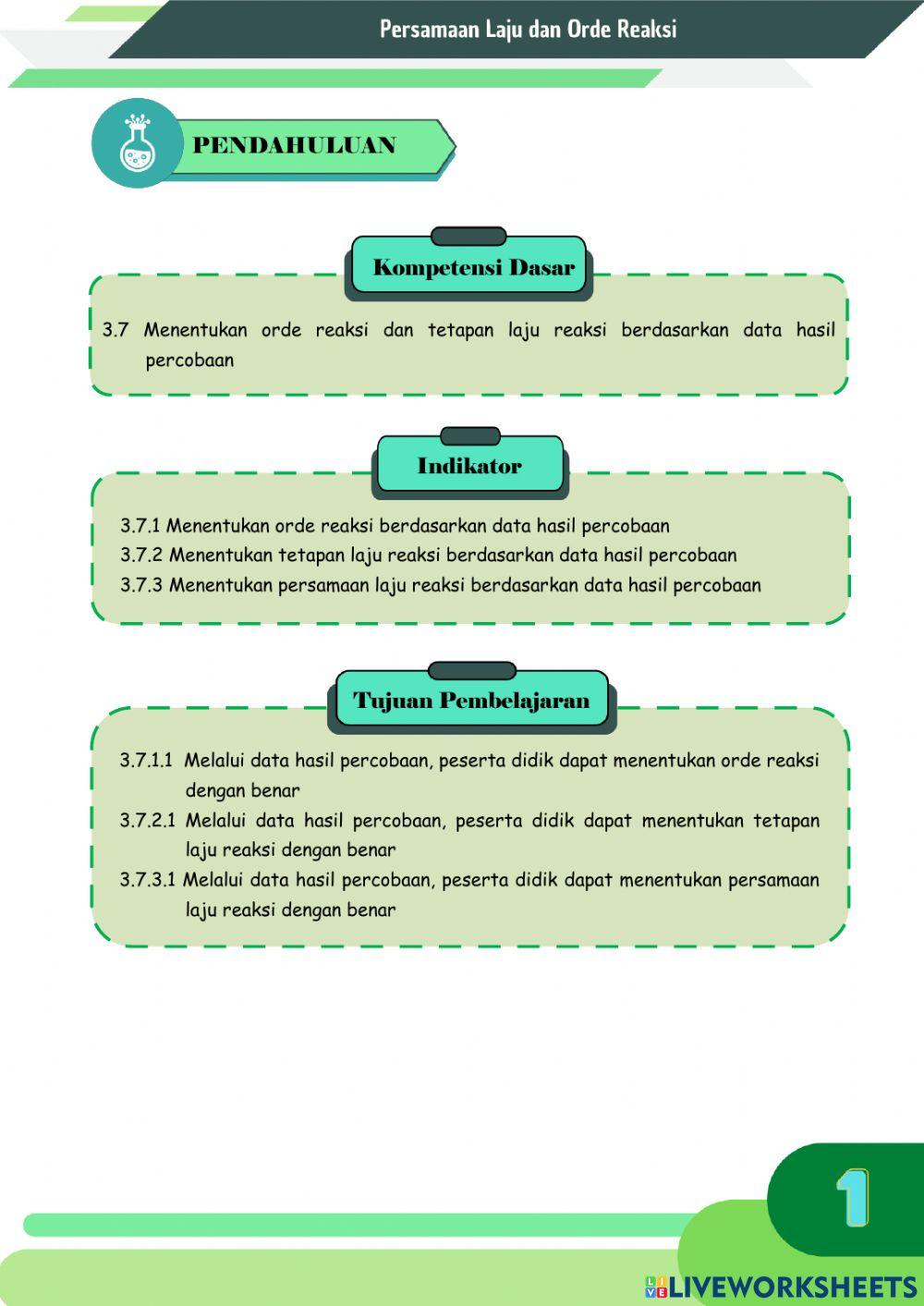 E-LKPD Persamaan Laju dan Orde Reaksi