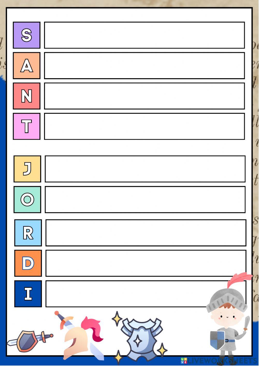 Acròstic Diada de Sant Jordi