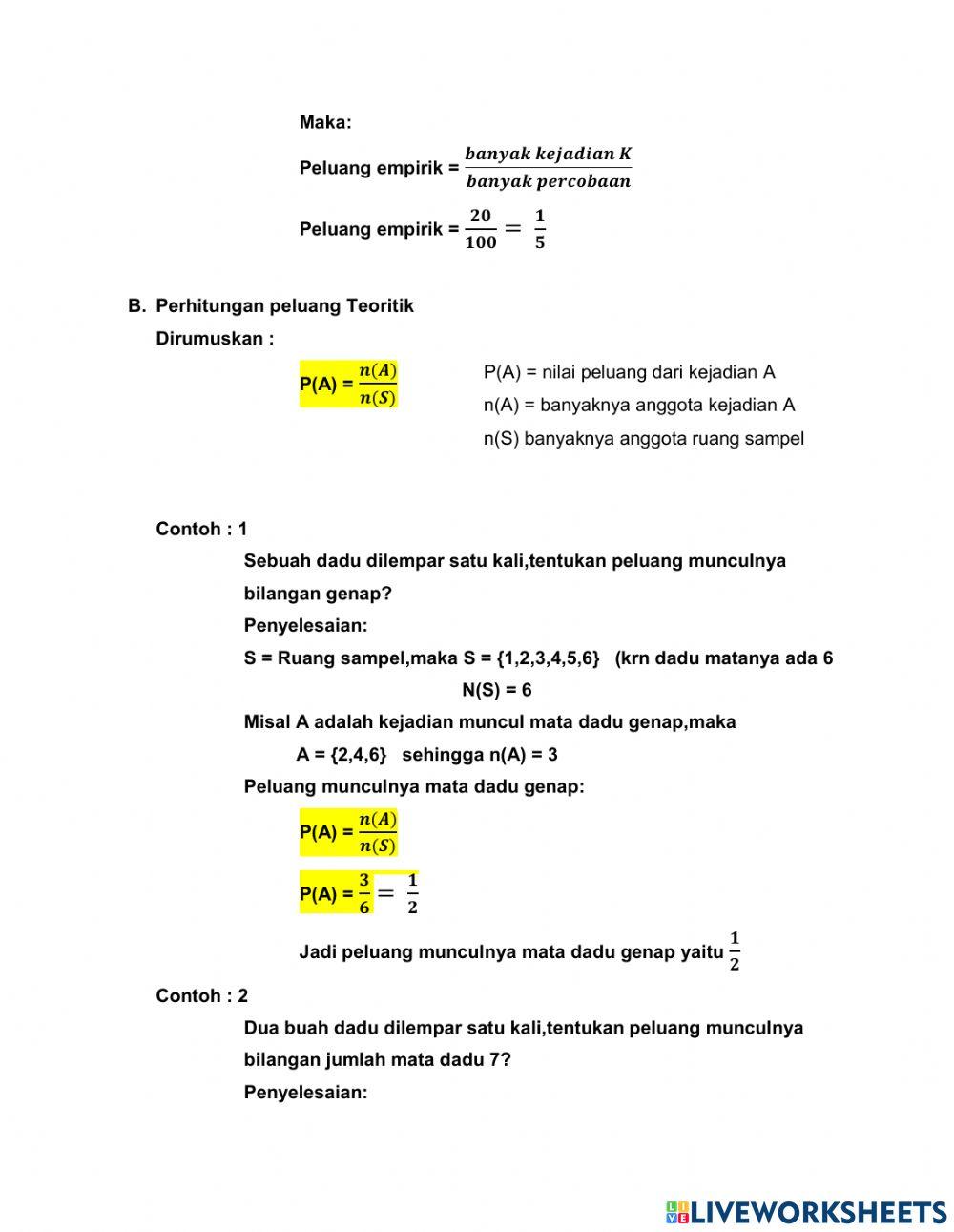 Menentukan peluang suatu kejadian