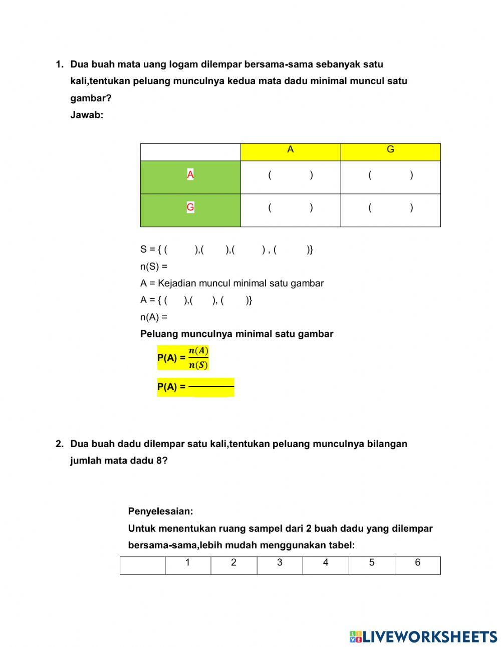 Menentukan peluang suatu kejadian