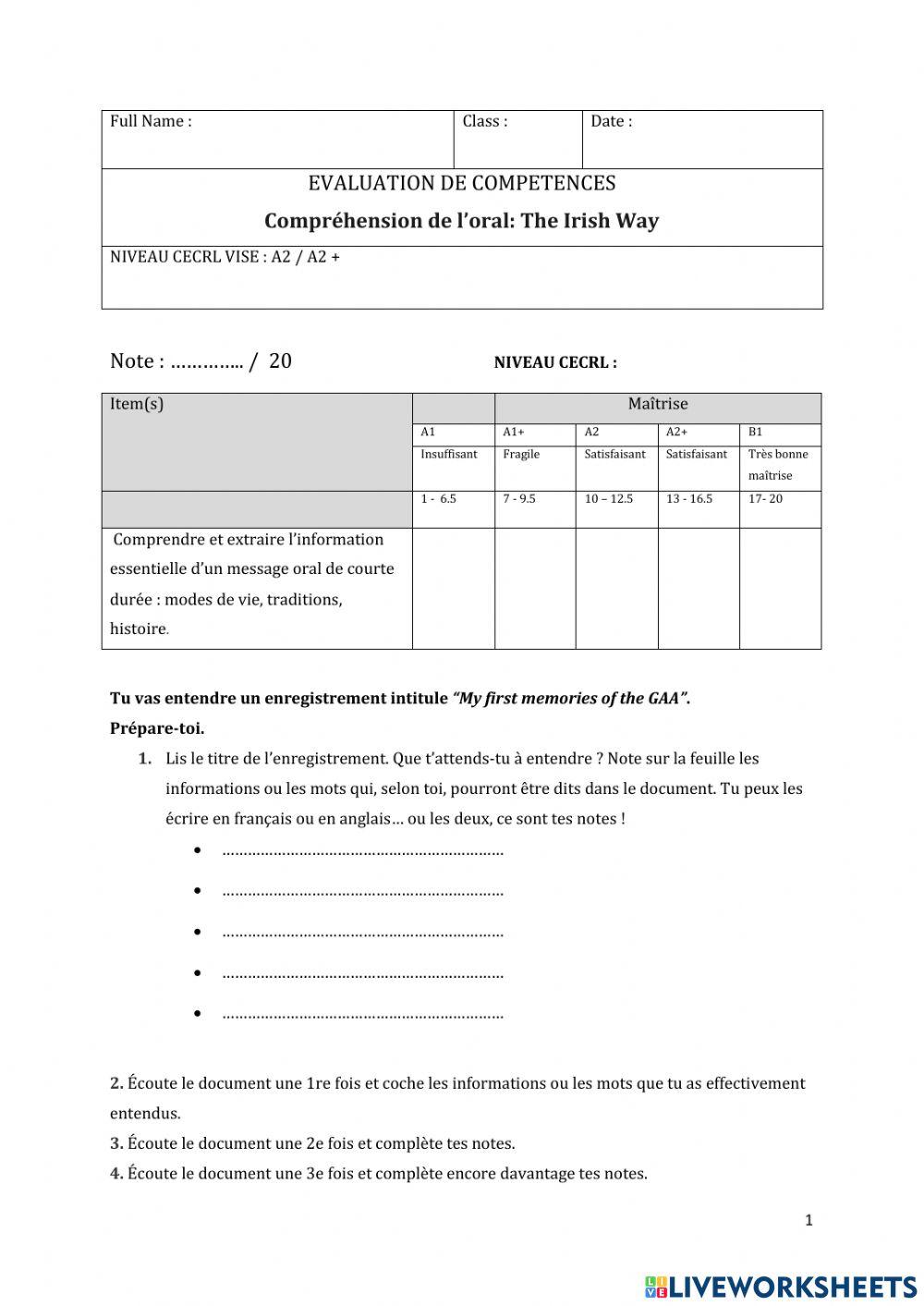 The Irish Way Compréhension orale