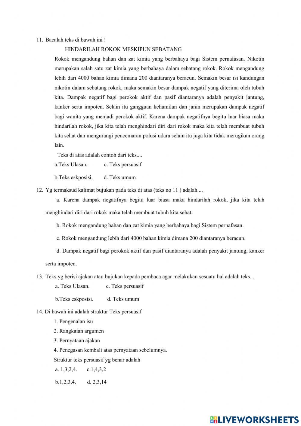 Soal pts bahasa indonesia kelas viii