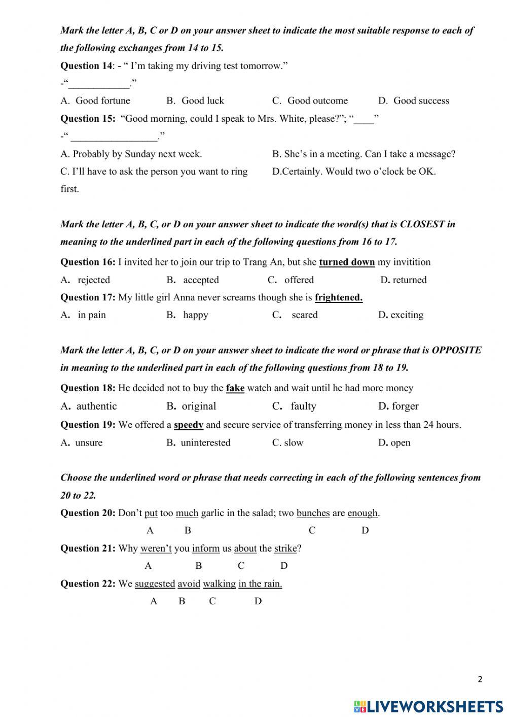 Grade 9-Đề kiểm tra giữa học kì 2.1