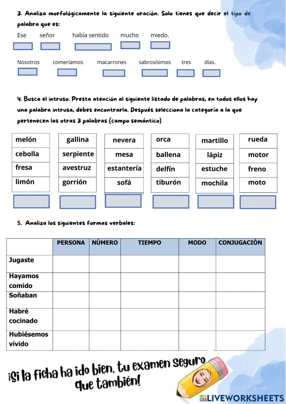 Análisis sintáctico y vocabulario