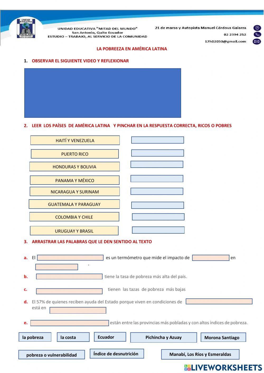 La pobreza en ecuador y america latina