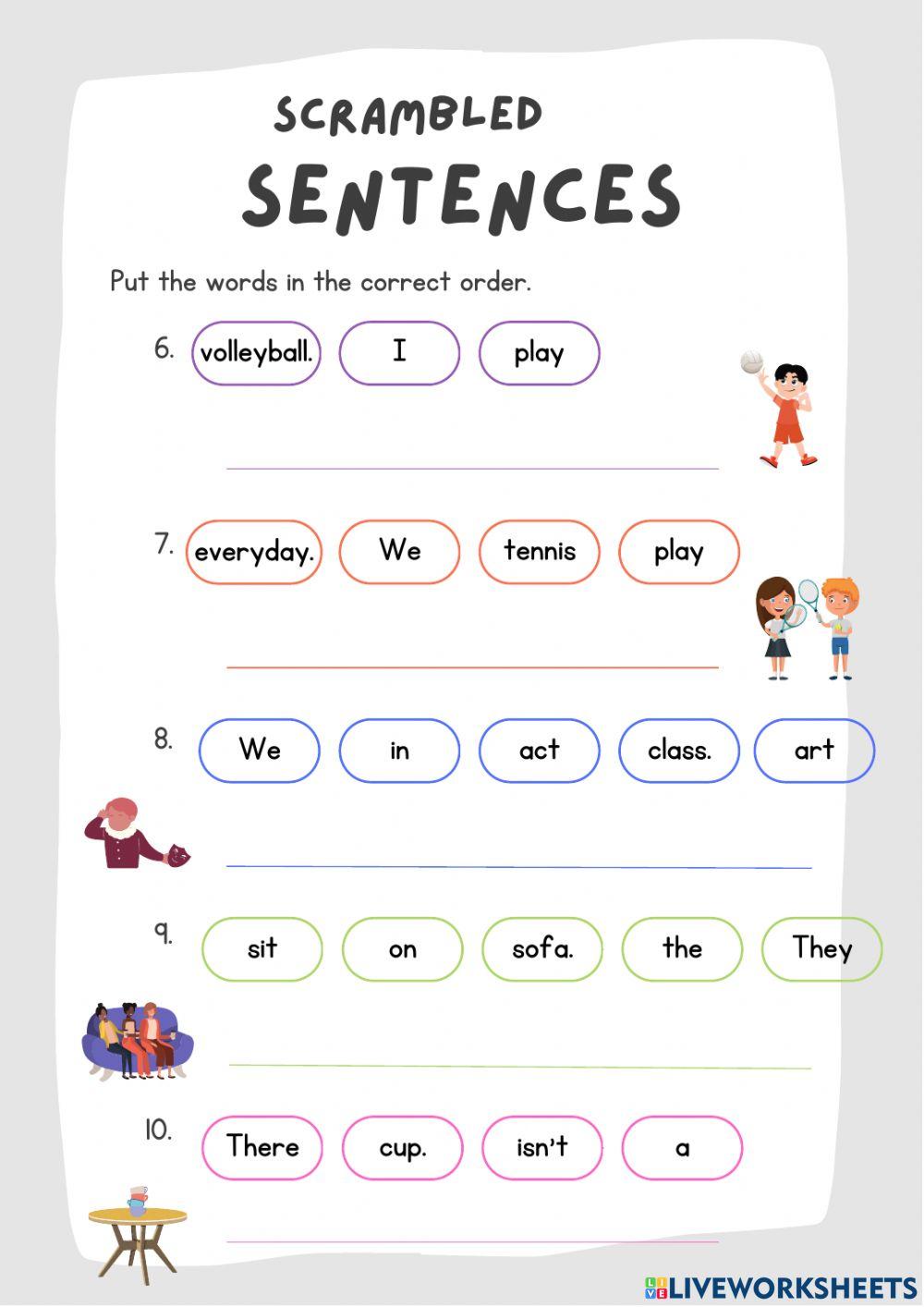 2316913 Scrambled Sentences MsFulya LiveWorksheets