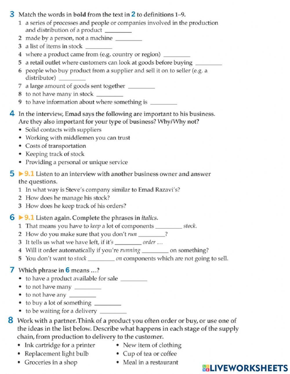 Logistics- Indirect questions