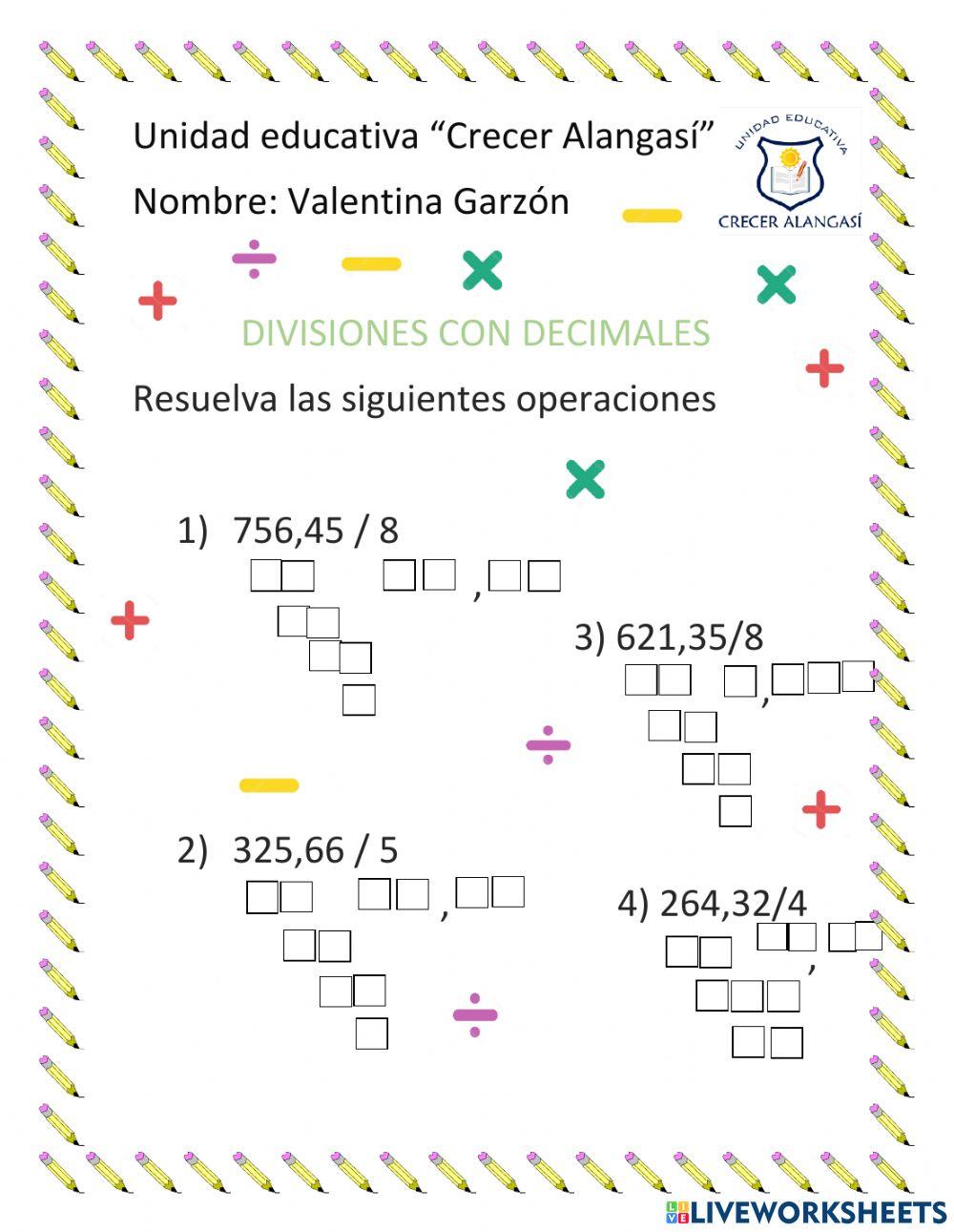 Divisiones con decimales
