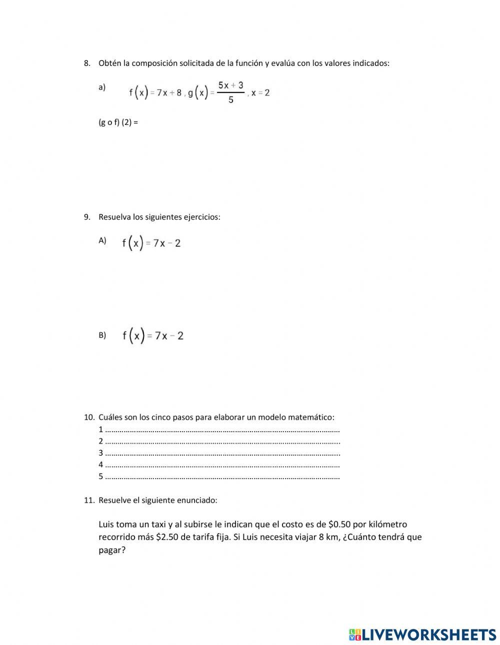 Cuestionario de matematicas