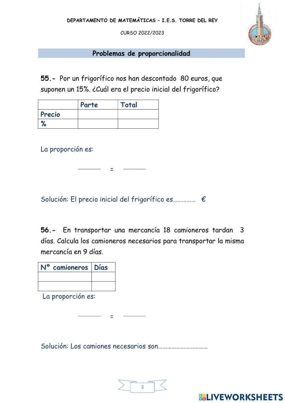 Problemas proporcionalidad (55 al 61)