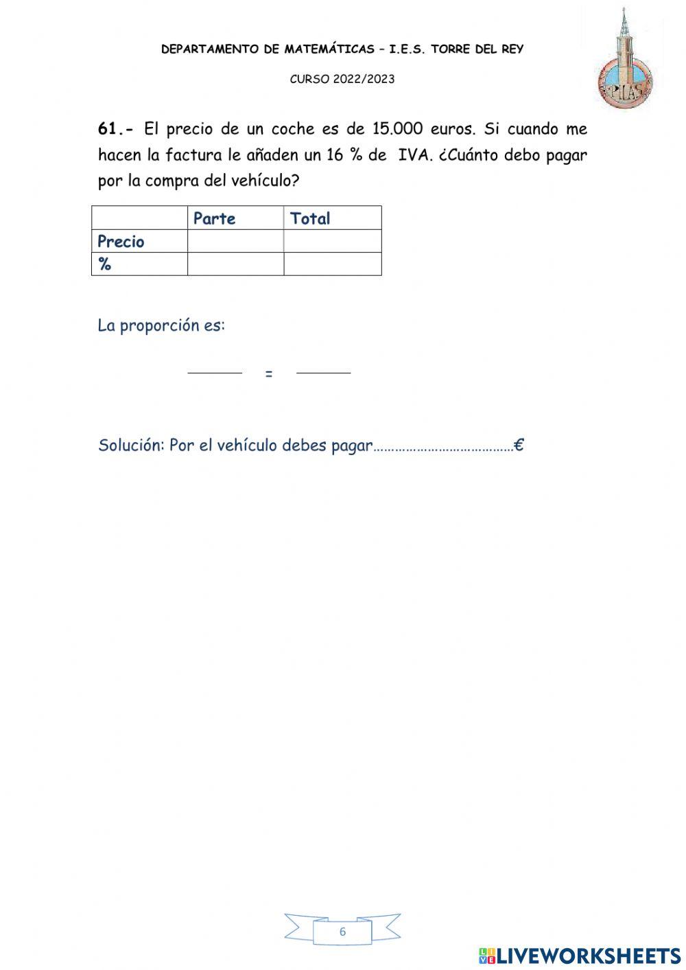 Problemas proporcionalidad (55 al 61)