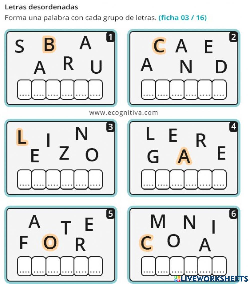 Palabras desordenadas