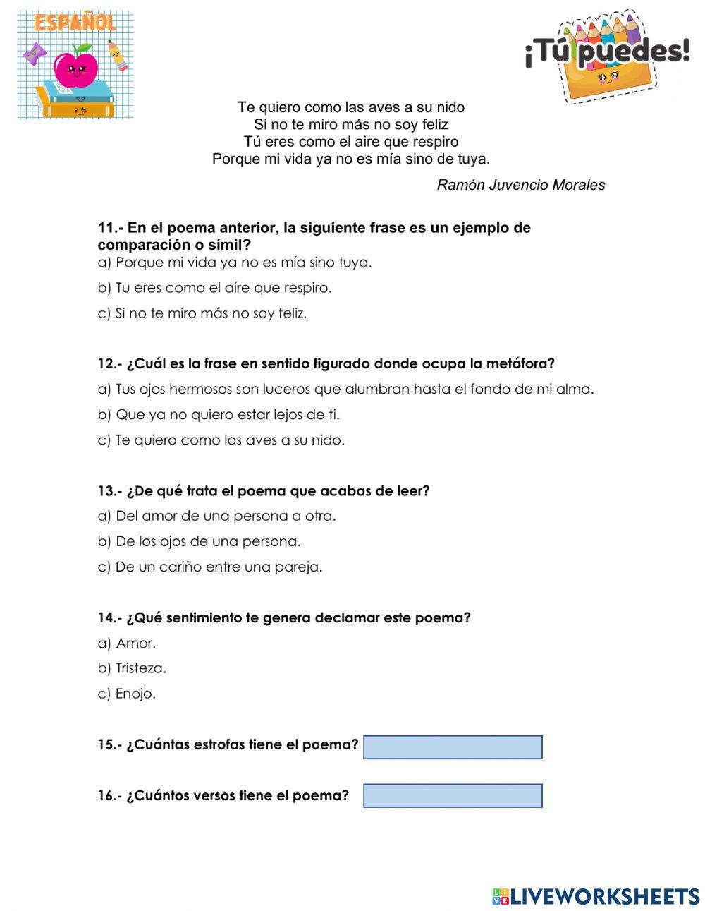 Evaluación español 2do trimestre