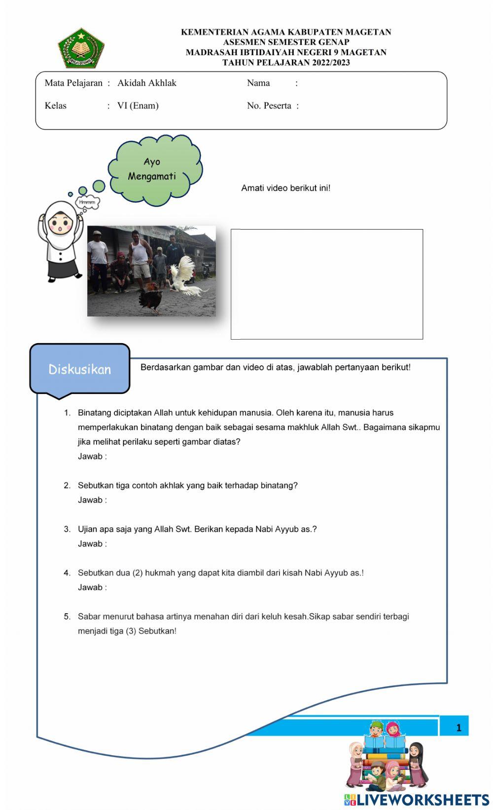 Soal Asesmen Semester Genap