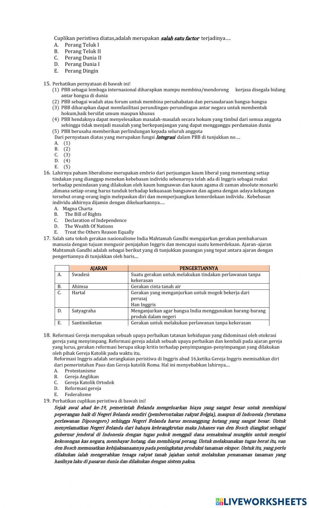 Soal us sejarah minat