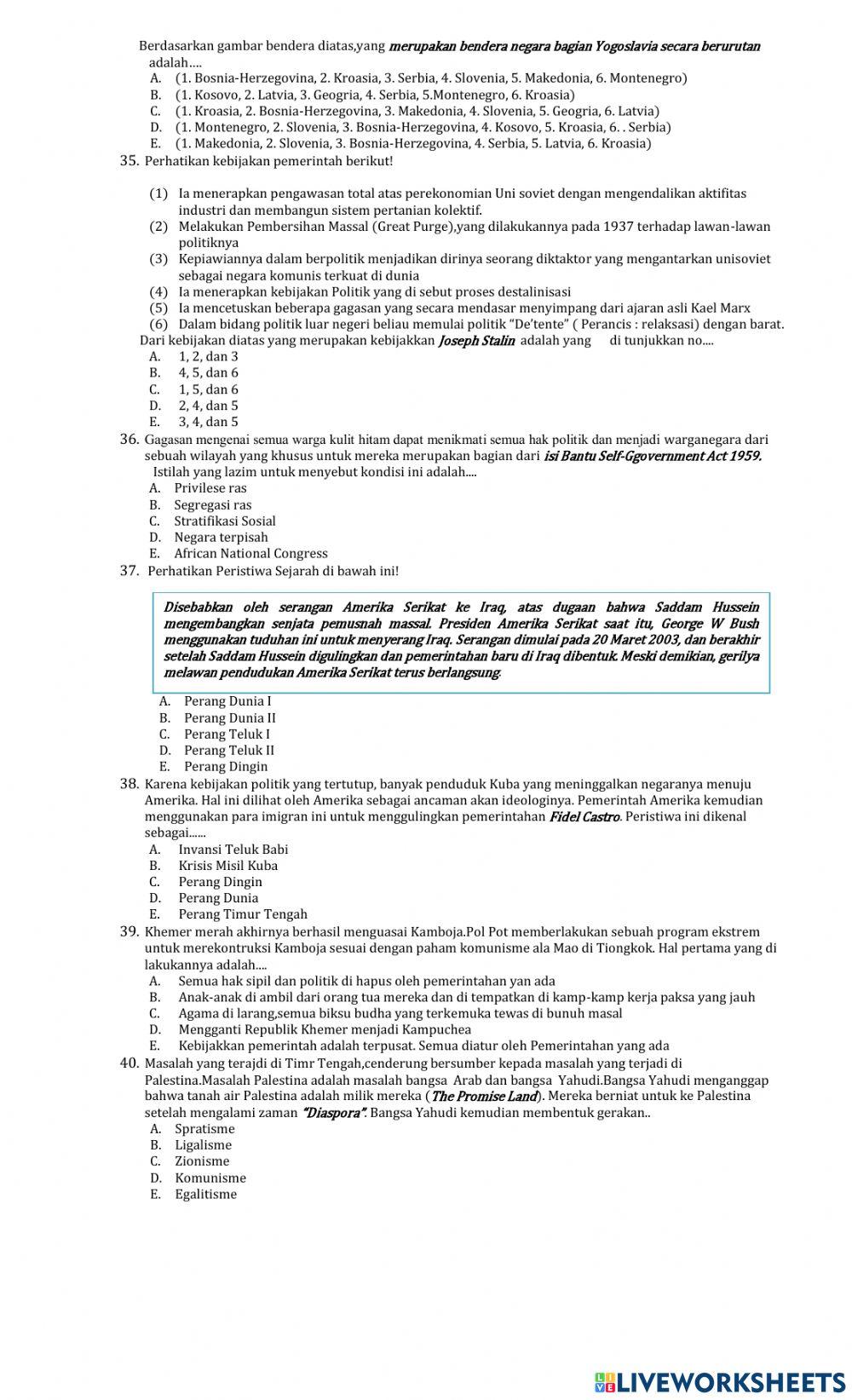 Soal us sejarah minat