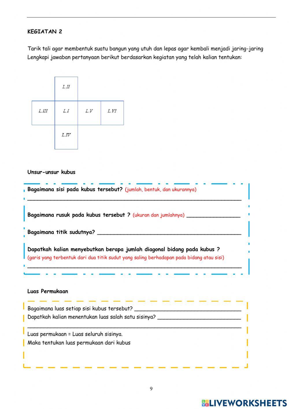 Lkpd bangun ruang kubus dan balok