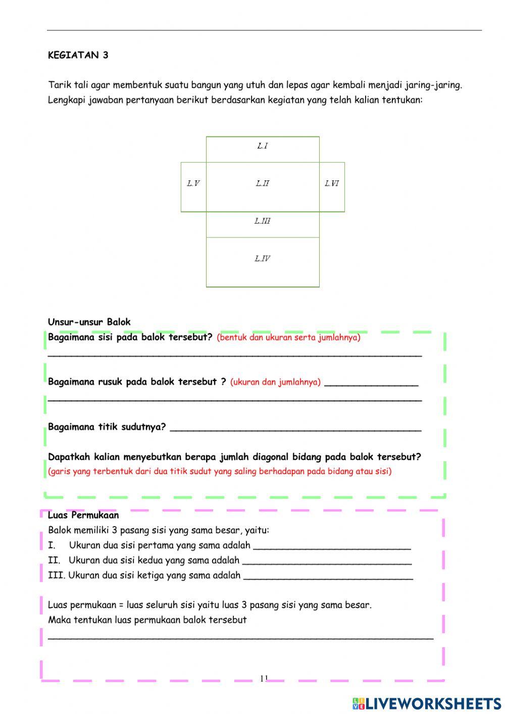 Lkpd bangun ruang kubus dan balok
