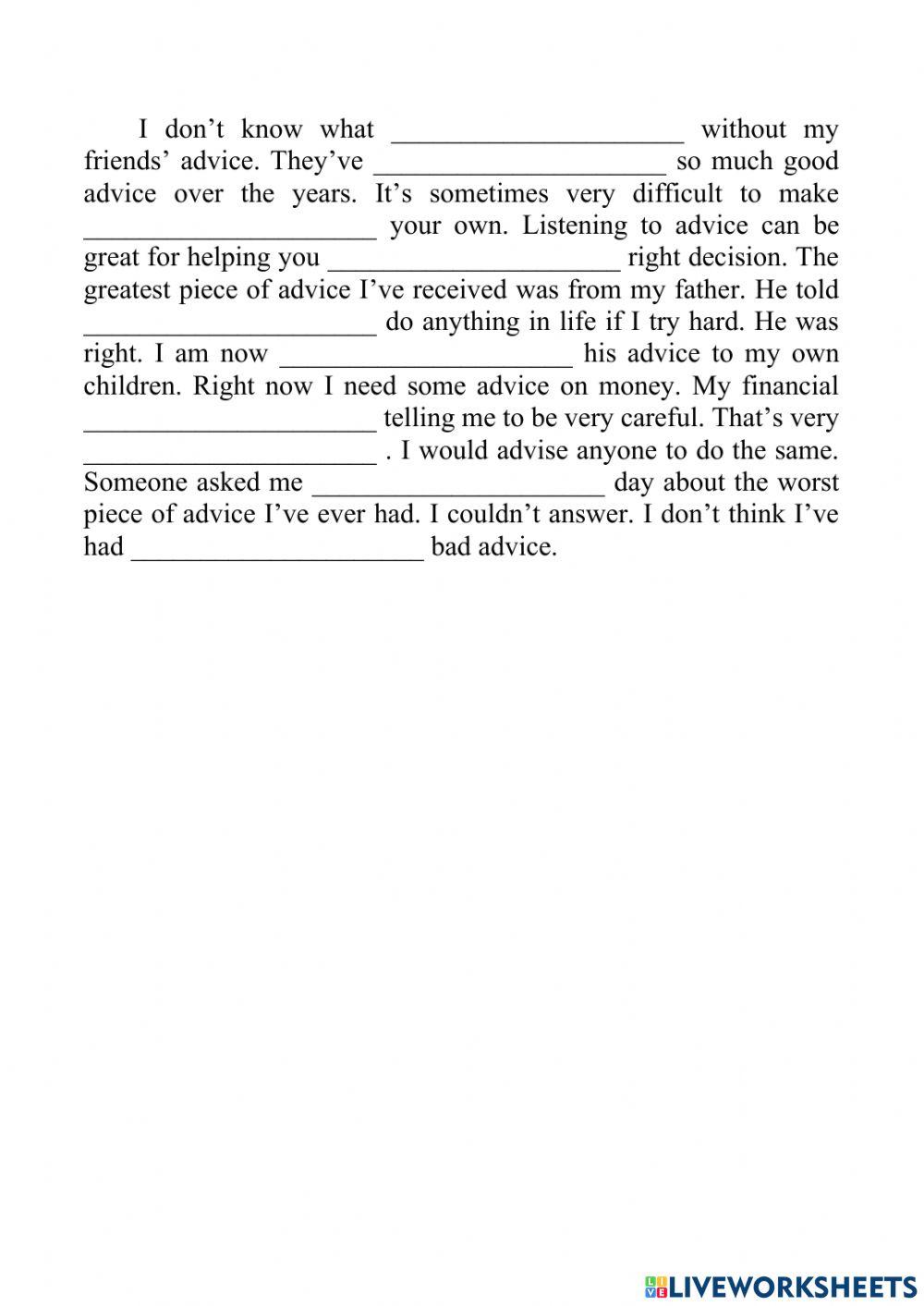 Listen a Minute - Advice