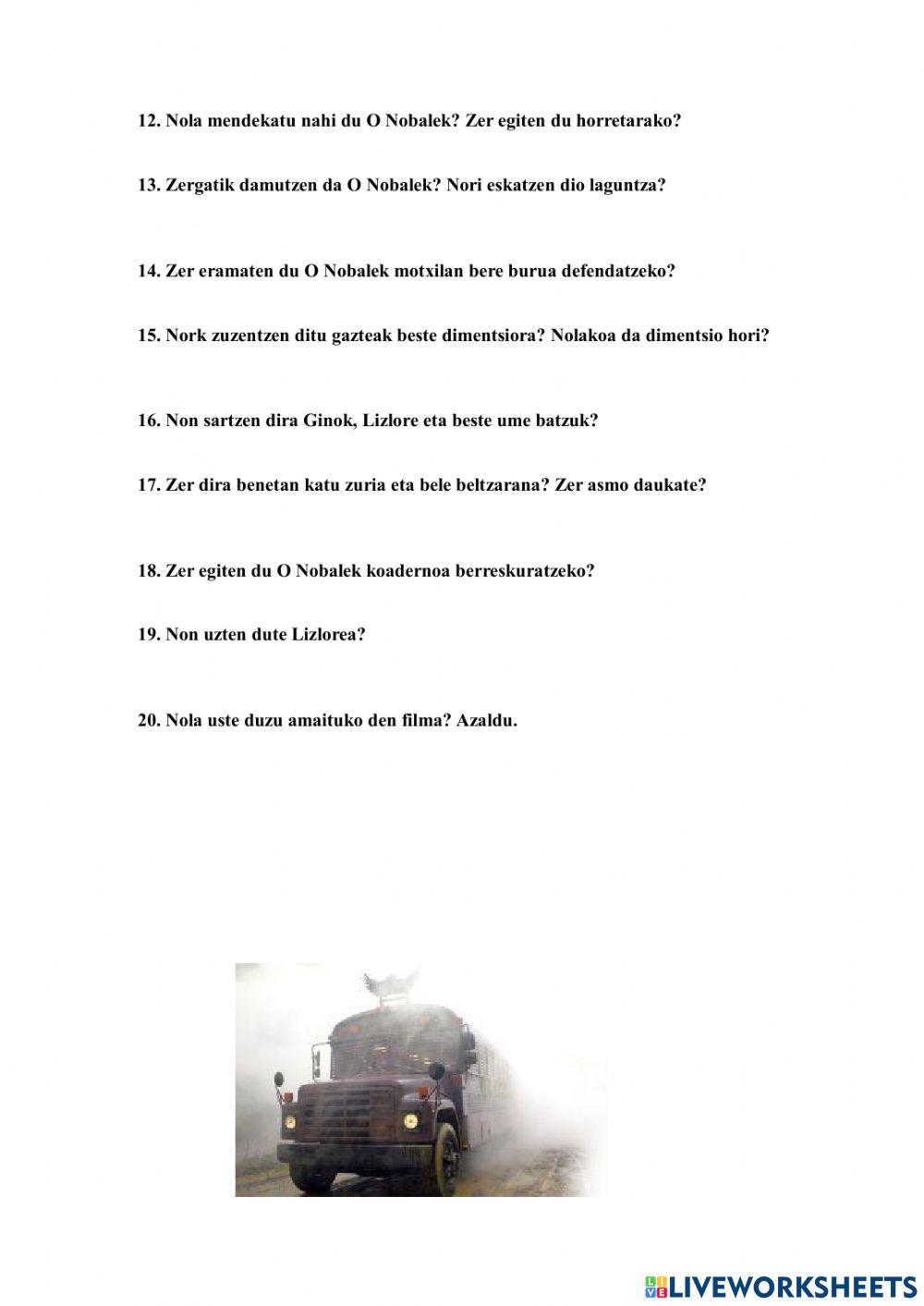 Pelikula-Galdetegia: Beldurrezko autobusa