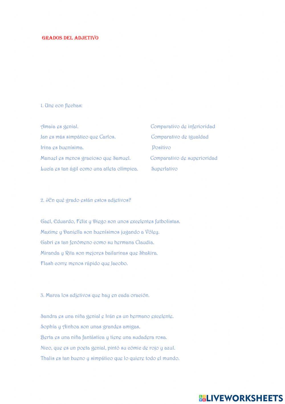 Grados del adjetivo y Reconquista